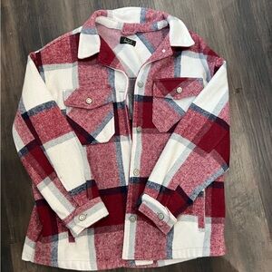 LTX Plaid Button Down Shirt - Red and White